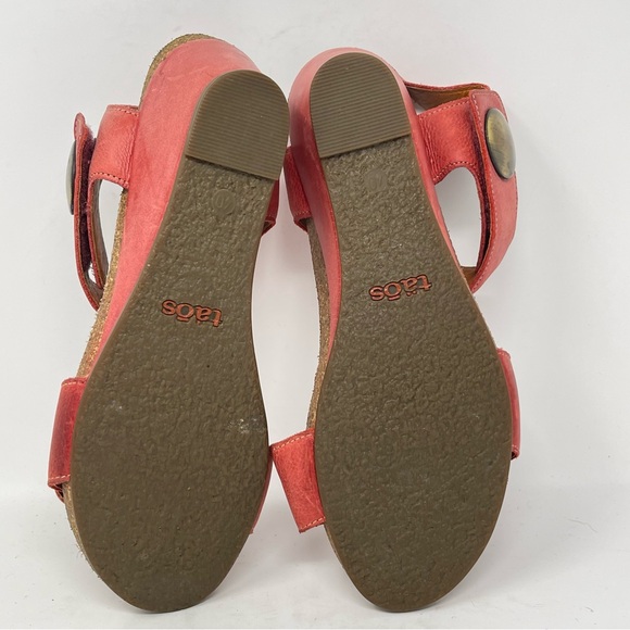 Taos Carousel 3 Wedge Sandals Womens 9 - 9.5 EU 40 Red Leather Ankle Strap - Picture 11 of 16